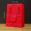 Kırmızı Geometrik Desenli Orta Boy Karton Hediye Çantası