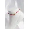 Kırmızı Renk Boncuklu Nazarlı Göz Figürlü Halhal