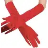 Kırmızı Renk Dirseğe Kadar Uzun Kumaş Eldiven 40 cm