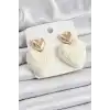 Krem Kalp Figürlü Hasır Örgü Model Gold Renk Kadın Küpe