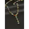Kristal Taşlı Çelik Y Kolye