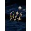 Kutup Yıldızı Model Gold Renk 3 lü Küpe Set