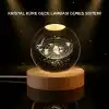 Led Işıklı Kristal Küre Ahşap Standlı Dekoratif Gezegen Model