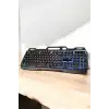 Led Işıklı Oyuncu Klavye Usb Girişli RGB Işıklı Q Klavye Mouse Hediyeli