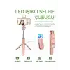 Led Işıklı Selfie Çubuğu Bluetooth Kumandalı Kablosuz Tripot Selfie Monopod Selfie Stick (Pembe)