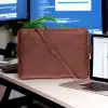 Leeds 16 inç MacBook Ve Pc Uyumlu, Hakiki Deri, El Yapımı Kılıf, Karamel