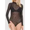 Leopar Desenlı Siyah Renk Kadın Babydoll