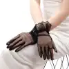 Likralı Güpürlü Yetişkin Tül Eldiven Siyah