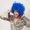 Mavi Renk Kıvırcık Afro Bonus Peruk Bx40