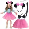 Minnie Kostüm Seti (Pembe Tütü Etek + Pembe Taç + Papyon + Kuyruk)