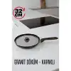BX Granit Döküm Tava Paslanmaz Çelik Kapaklı -Yapışmaz Taban 32 Cm