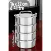 BX Sefer Tası Yemek Kabı Paslanmaz Çelik 4 Katlı 16 cm 1.6 LİTRE