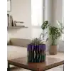 Modern Dalgalı Tasarımlı Mor 3D Dekoratif Vazo Ev Ofis Dekoru