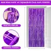 Ekstra Metalize Saçaklı Arka Fon Perde Mor