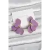 Mor Mineli Lotus Model Pirinç Kadın Küpe