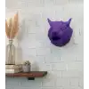 Mor Renk 3D Kurt Başı Duvar Dekoru Asılabilir Maskot Heykel 25x19 cm