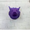 Mor Renk 3D Kurt Başı Duvar Dekoru Asılabilir Maskot Heykel 25x19 cm