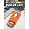 Mouse Fare Kablosuz Mouse Fare Şarjlı Bluetooth Sessiz 5 Tuşlu Şeffaf