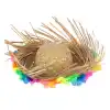 Natural Renkli Püsküllü Örme Hasır Hawaii Şapka