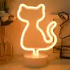 Neon Işıklı Kedi Tasarımlı Lamba