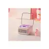 Nostalji Mini Plak Görünümlü Radyolu Bluetooth Hoparlör 3d Ses Dalgası Retro Müzik Plak Pembe