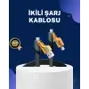 Örgülü Tasarım 4’ü 1 Arada USB-C Lightning Hızlı Şarj Kablosu