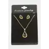 Oval Kartanesi Zirkon Taşlı Set Kolye