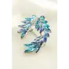 Oval Kristal Taşlı Broş