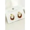 Oval Mineli Metal Küpe