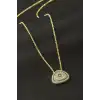 Oval Nazar Zirkon Taşlı Kolye