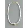 Oval Taşlı İnci  Kolye