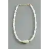 Oval Taşlı İnci  Kolye