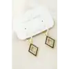 Oval Taşlı Metal Küpe
