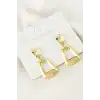 Oval Taşlı Metal Küpe