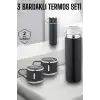 Paslanmaz Çelik 3’lü Termos Seti Vakumlu Ve 8 Saat Isı Koruma