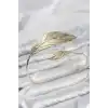 Pazu Bileklik Gold Renk Pirinç Yaprak Model