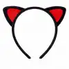 Peluş Kedi Kulaklı Taç Kırmızı Siyah