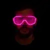 Pembe Led Işıklı Parti Gözlüğü - Neon Glow Şerit Gözlük 3 Modlu