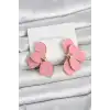 Pembe Mineli Lotus Model Pirinç Kadın Küpe
