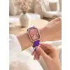 Pembe Mor ve Metal Kordonlu Akıllı Saat Hediye Seti