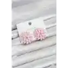 Pembe Renk Kristal Taşlı Çiçek Model Kadın Küpe