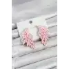 Pembe Renk Kristal Taşlı Kanat Küpe