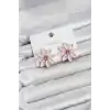 Pembe Renk Kristal Taşlı Lotus Çiçek Model Kadın Küpe