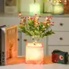 Pembe Saksılı LED Yapay Çiçek