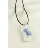 Peygamber Çiçeği Simli Dikdörtgen Epoksi Kolye