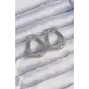 Pirinç Gold Gümüş Renkli Oval Çoklu Görünümlü Küpe