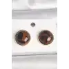 Pirinç Gold Renk 3D Daire Leopar Model Kadın Küpe