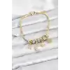 Pirinç Gold Renk Ay Charm Model Charmlı Kadın Bileklik