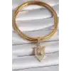 Pirinç Gold Renk Baget Zirkon Taşlı Ajda Charm