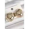 Pirinç Gold Renk Bombe Kalp Model Kadın Küpe